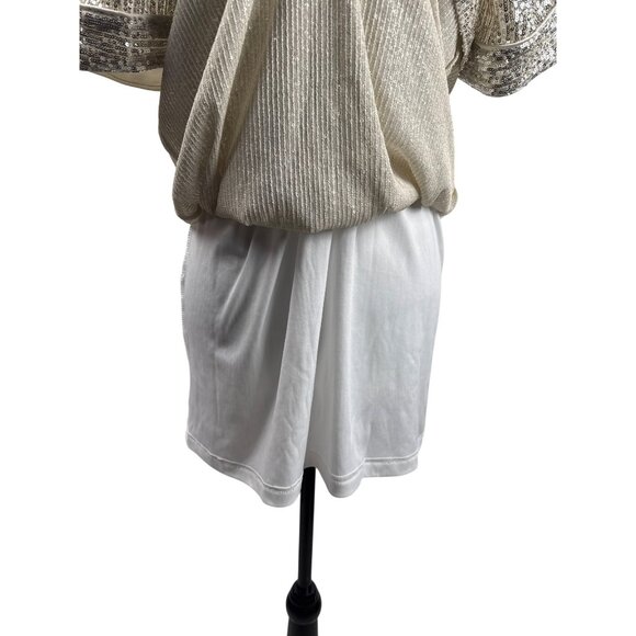 CeCe Champagne Sequin V-Neck Midi Short Sleeve Dress L - Picture 8 of 8